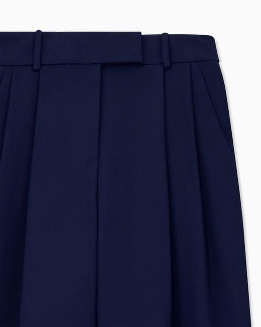 Giorgio Armani Blue Trousers Wide-Leg With Double Pleats