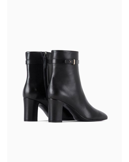 Giorgio Armani Black Nappa-leather High-heeled Ankle Boots