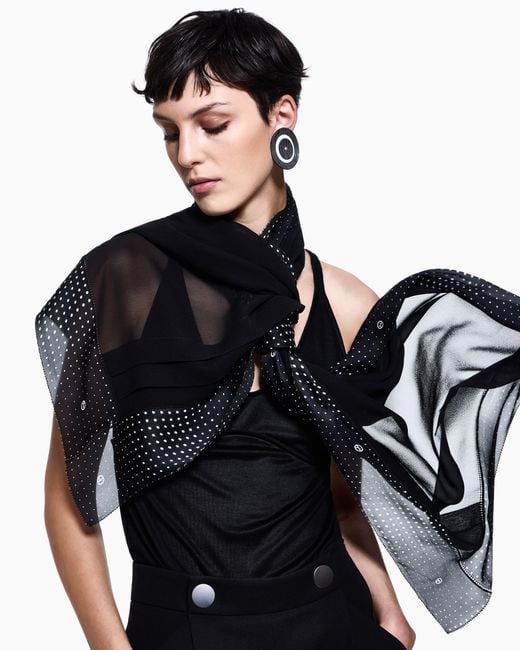 Giorgio Armani Black Silk Georgette Stole