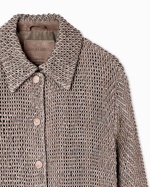 Giorgio Armani Brown Woven Lambskin Suede Blouson
