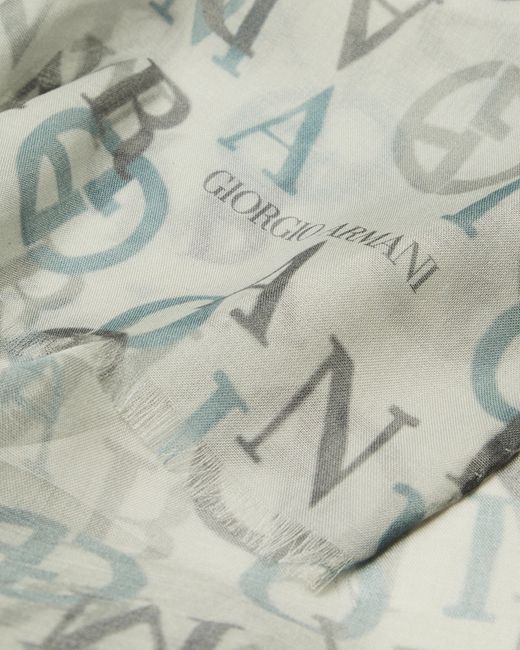Giorgio Armani Gray Printed Cashmere And Modal Stole for men