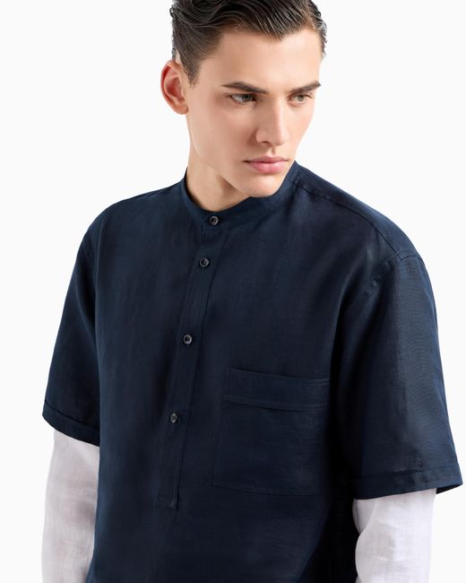 Camicia Loose Fit di Giorgio Armani in Blue da Uomo
