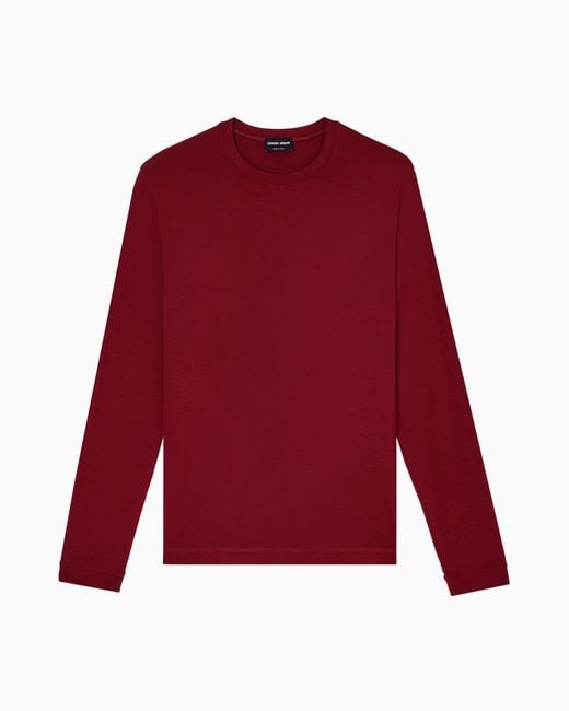 Giorgio Armani Red Long Sleeve Jumper for men