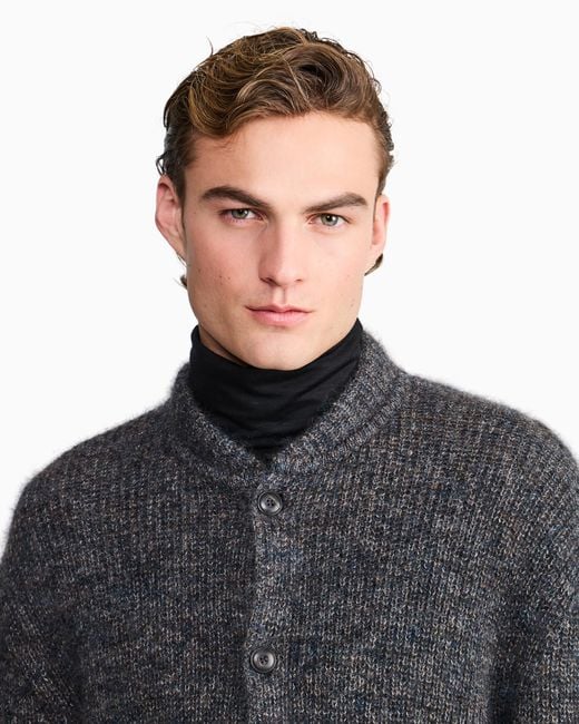 Giorgio Armani Blue Cardigan Regular Fit Mohair Wool for men