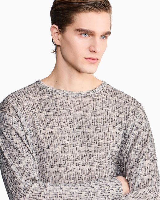 Pull Ras-Du-Cou En Cachemire Imprimé Giorgio Armani pour homme en coloris Gray