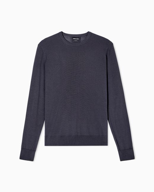 Giorgio Armani Blue Crew Neck Jumper for men