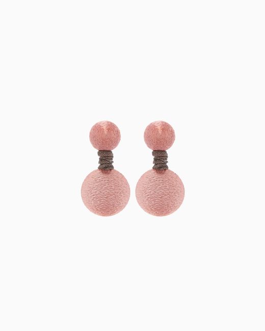 Giorgio Armani Pink Earrings With Fabric-Effect Circular Pendant
