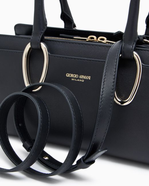 Giorgio Armani Blue Leather Bauletto Bag