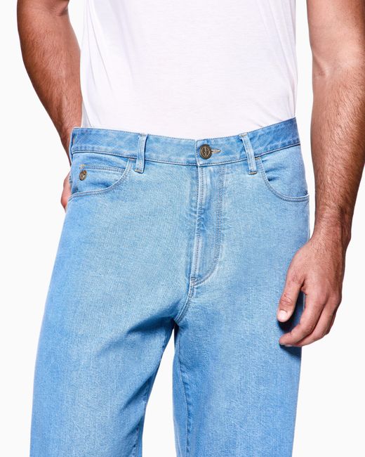Giorgio Armani Blue Cotton And Modal Five-Pocket Trousers for men