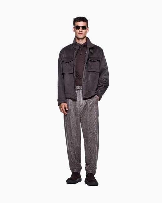 Polo De Punto De Seda Y Algodón Jaspeado Giorgio Armani de hombre de color Brown