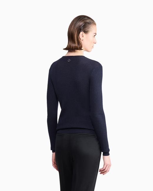 Giorgio Armani Blue Pure Cashmere Crew-Neck Jumper