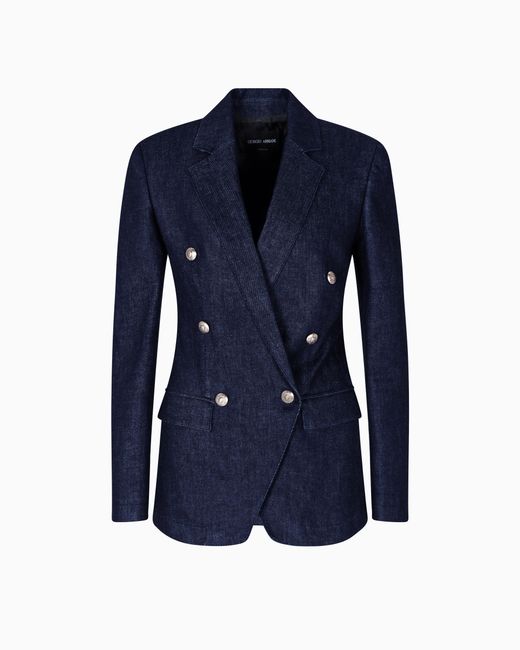 Giorgio Armani Blue Denim Collection Double-Breasted Jacket