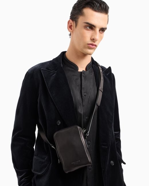 Giorgio Armani Black Nappa-Leather Smartphone Case for men
