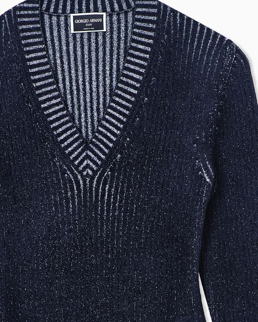 Giorgio Armani Blue V-Neck Jumper