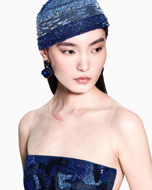 Giorgio Armani Blue Embroidered Tulle Cap