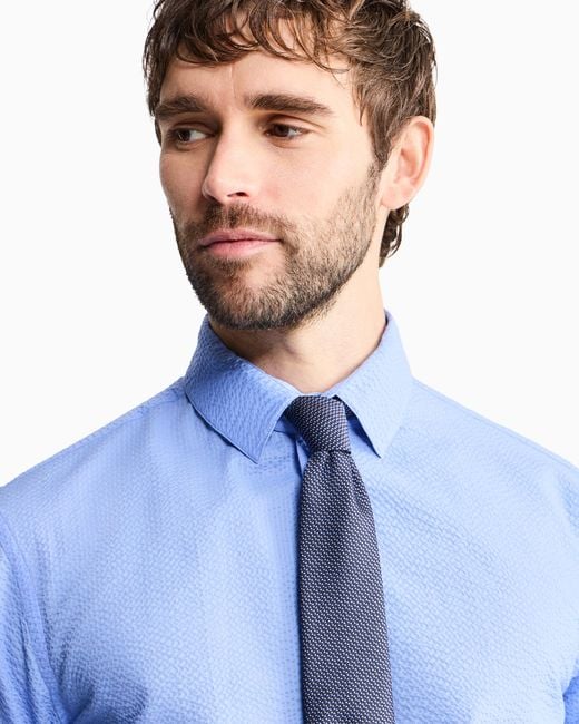 Giorgio Armani Blue Jacquard Silk Tie for men