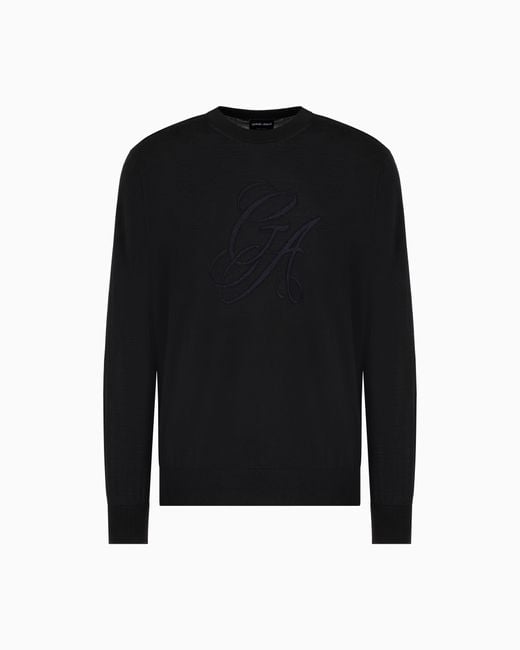 Maglia Girocollo di Giorgio Armani in Black da Uomo
