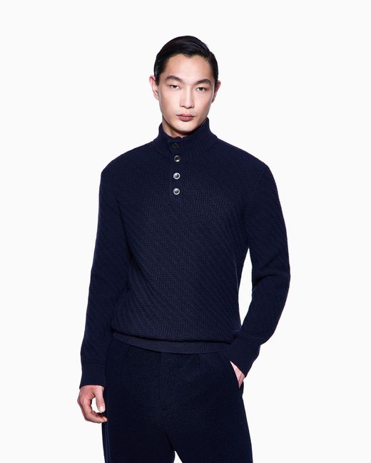 Maglia A Collo Alto di Giorgio Armani in Blue da Uomo