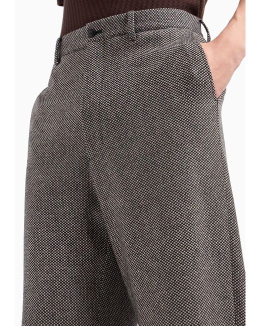 Giorgio Armani Gray Virgin Wool And Cashmere Jacquard Flat-front Trousers for men