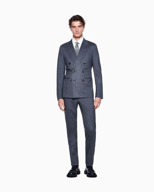 Giorgio Armani Blue Napoli Line Double-Breasted Suit for men
