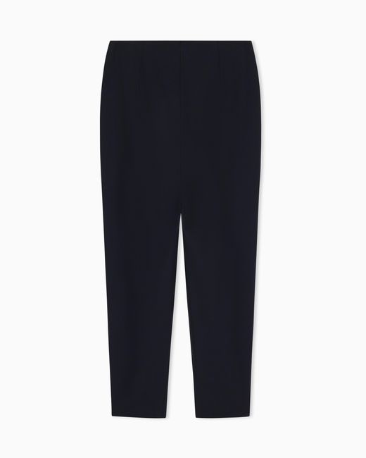 Giorgio Armani Blue Wool Crepe Pants With A High Waist And Side Zip