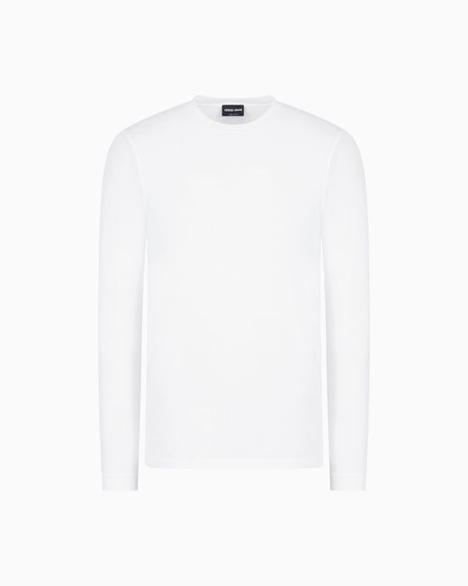 Maglia Girocollo A Maniche Lunghe di Giorgio Armani in White da Uomo