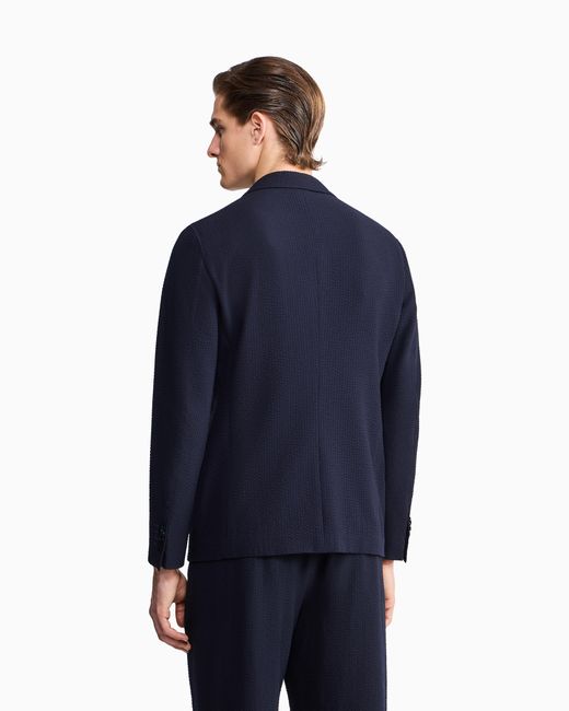 Giorgio Armani Blue Upton Line Single-Breasted Jacket for men