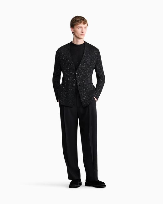 Giorgio Armani Black Oversized Sweater Giorgio's Cashmere And Silk Reverse Stitch for men