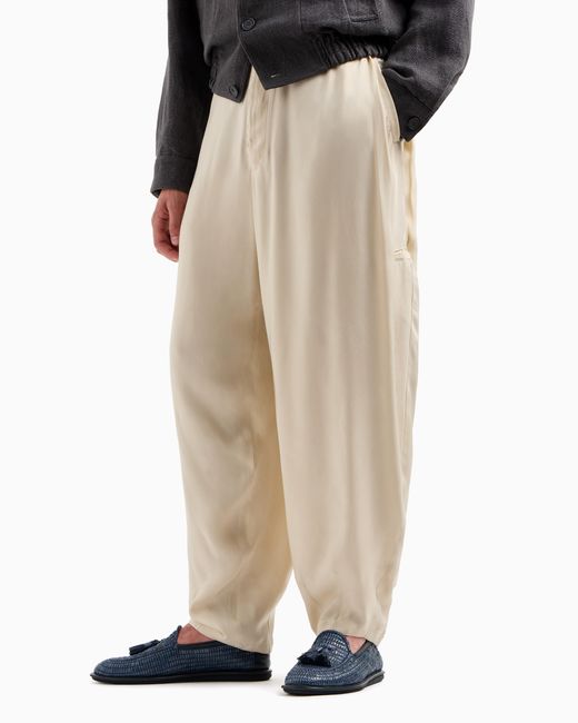 Giorgio Armani Weite Hose Aus Viskose in Natural für Herren