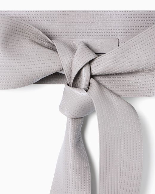 Giorgio Armani White Nappa Leather Belt With Stitching Motif