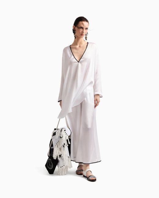 Giorgio Armani White Weite Hose Aus Seide