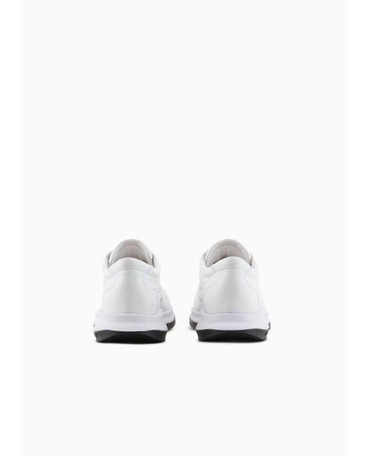 Giorgio Armani White Deerskin And Leather Sneakers for men