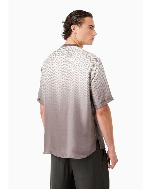 Camicia T-shirt In Seta Con Stampa di Giorgio Armani in Gray da Uomo