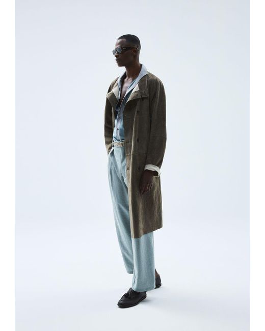 Giorgio Armani Gray One-dart Trousers In A Silk-blend Twill for men