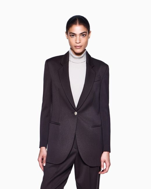 Veste À Simple Boutonnage En Laine Giorgio Armani en coloris Blue