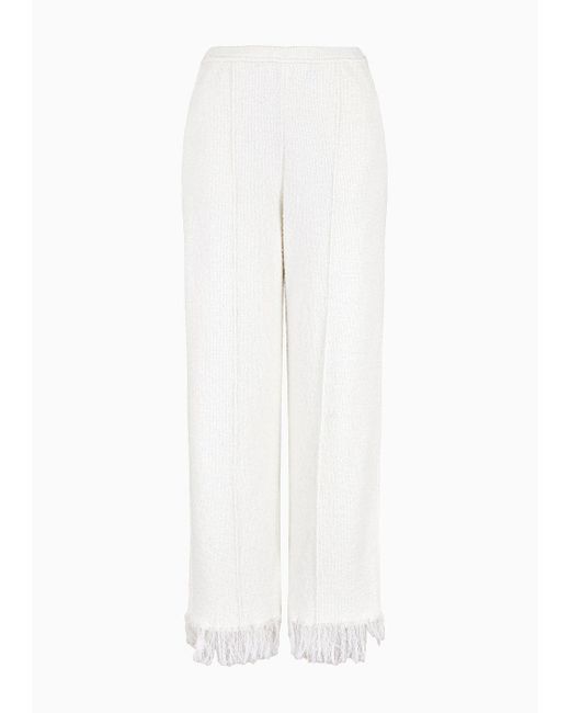 Pantalon Côtelé En Mélange De Viscose Giorgio Armani en coloris White