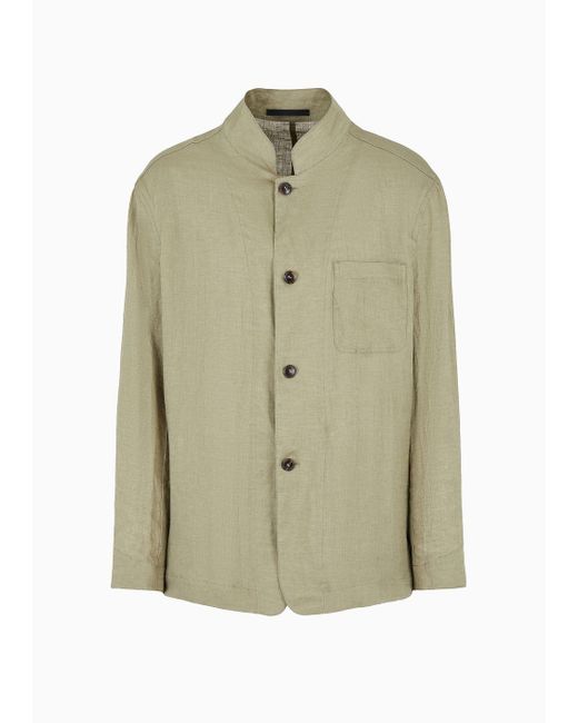 Giorgio Armani Green Single-breasted, Linen Canvas Jacket for men
