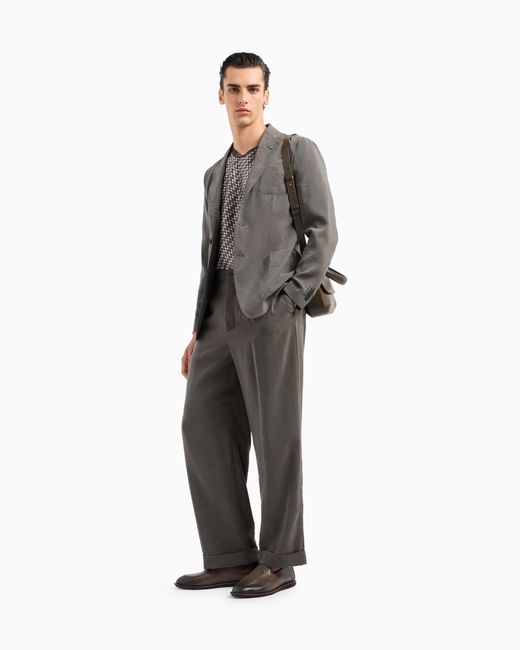Chaqueta Línea Upton De Abotonadura Sencilla De Seda Lavada Giorgio Armani de hombre de color Gray