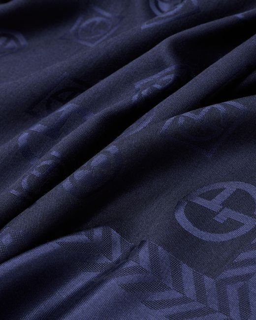 Giorgio Armani Blue Monogram Jacquard Virgin-Wool And Silk Stole for men