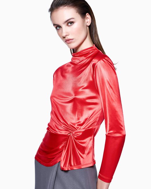 Giorgio Armani Red Viscose Jersey Long-Sleeved Jumper
