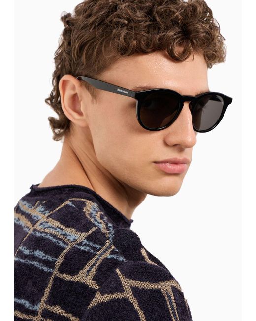 Giorgio Armani Black Panto Sunglasses for men