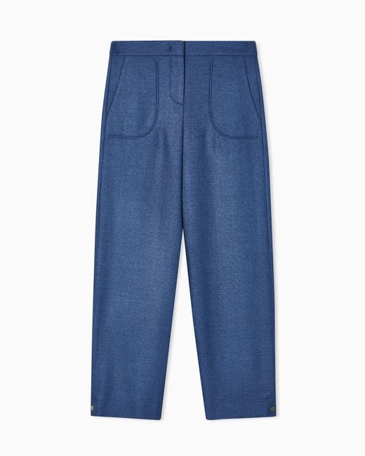 Giorgio Armani Blue Silk And Wool Trousers