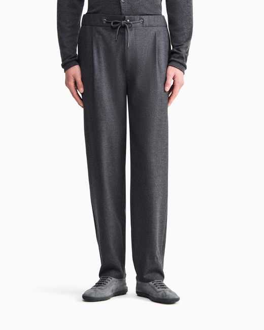 Giorgio Armani Gray Trouser Cashmere Regular Fit Solid Stretch Drap for men