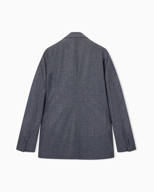 Giorgio Armani Blue Unlined Single-Breasted Stretch Cashmere Jacket With Two Buttons for men