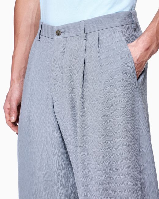 Giorgio Armani Blue Double Pleat Trousers for men