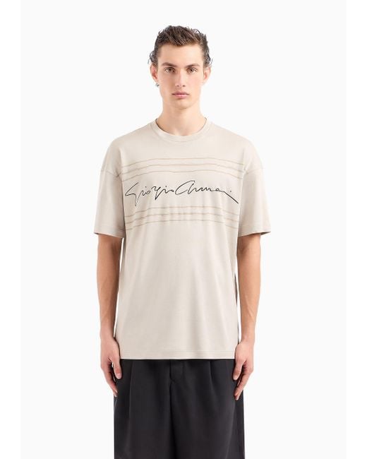 Giorgio Armani White Asv Organic Cotton Jersey Crew-neck T-shirt for men