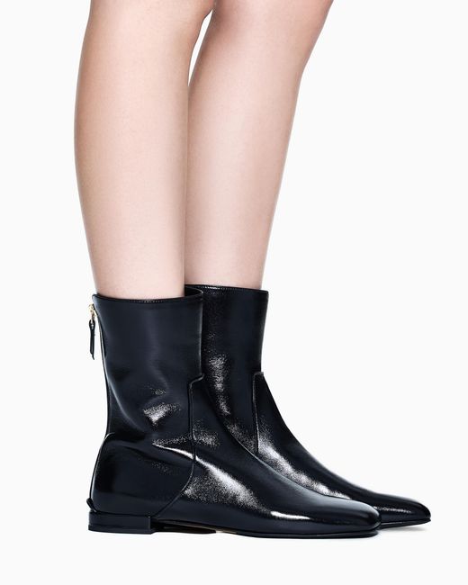 Giorgio Armani Blue Stiefeletten Aus Lackleder