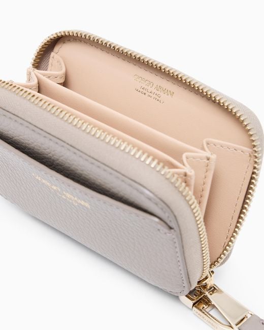Giorgio Armani White Leather Mini Wraparound-Zip Wallet