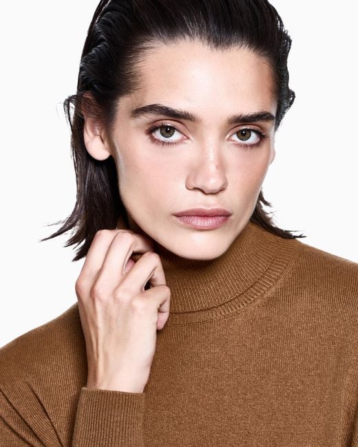 Giorgio Armani Brown Vicuña Wool Mock-Neck Jumper