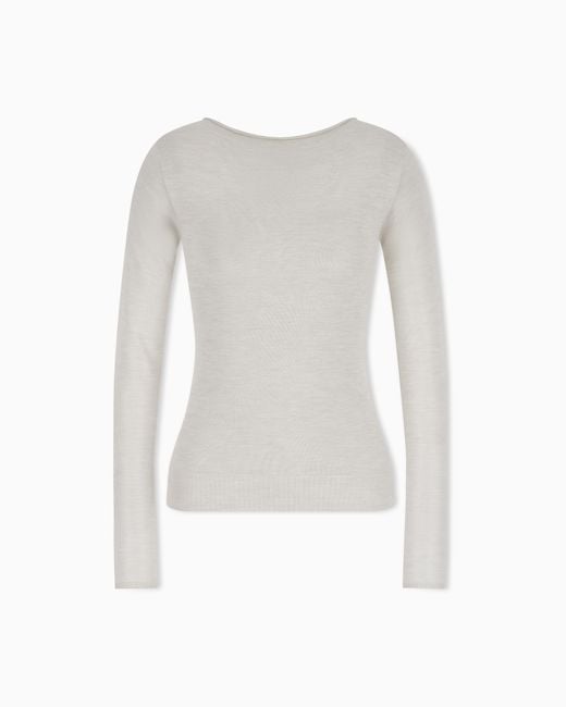 Giorgio Armani White Sweater Sweaters Seamless Cashmere Round Neck Long Sleeve